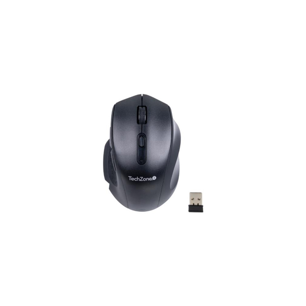 Mouse Inalmbrico TechZone 3200 DPI 6 Botones 10m Conexin USB Color Negro [ TZMOUG205-INA ]