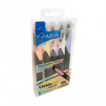 Resaltador Azor Visin Junior Punta Cincel 4mm Colores Pastel Surtidos C/5 Pzas [ 2825P ]