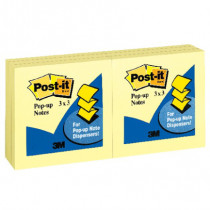 Notas Adhesivas 3M Post it Pop-Up Amarillas 3x3 Paquete C/6 Block [ 70007038519 ]