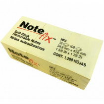 Notas 3M Adhesivas Note fix 3.8x5.1 Color Amarillo 100 Hojas c/12 [ NF3 ]