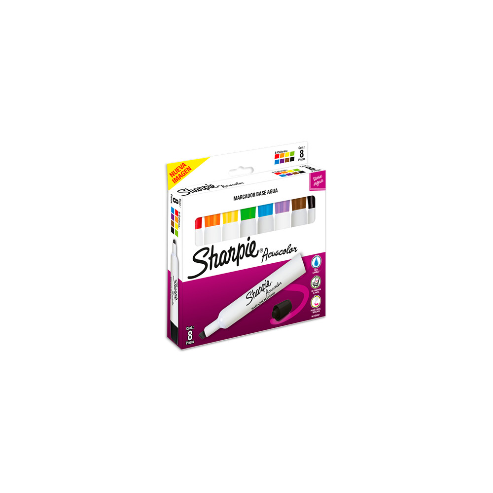 Marcador Acuacolor Sharpie Base Agua Estuche C/8 Pzas [ 2184200 ]