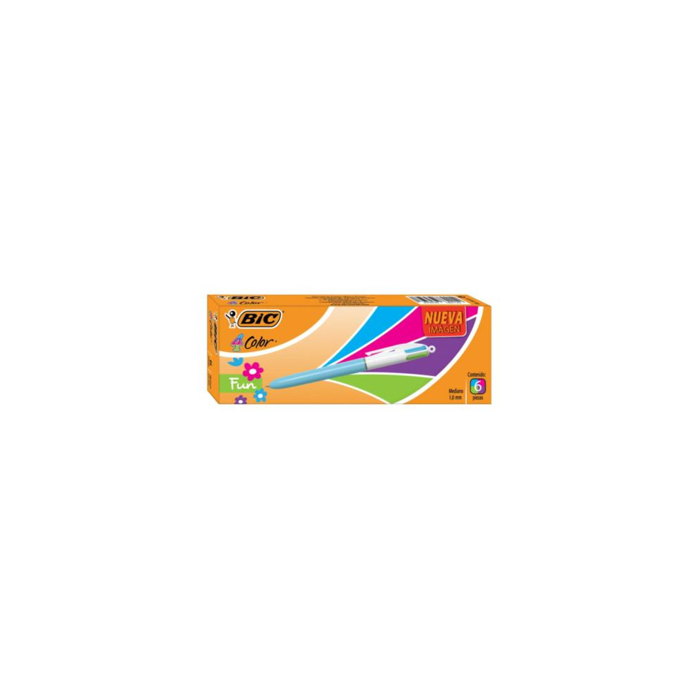 Bolgrafo BIC 4 Color Fun Punto Mediano 1.0mm C/6 Pzas [ 886770 ]