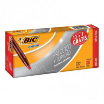 Bolgrafo BIC Cristal Precisin y Suavidad Punto Ultra Fino 0.7mm Color Rojo C/12+1 Pzas [ 922431 ]