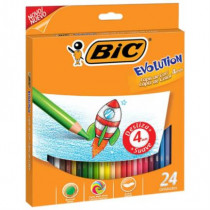 Colores BIC Evolution Largos Mina Gruesa 4mm C/24 Pzas [ 514043 ]