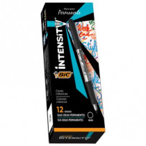 Marcador Permanente BIC Intensity Punta Fina 1.1mm Color Negro C/12 Pzas [ 966458 ]