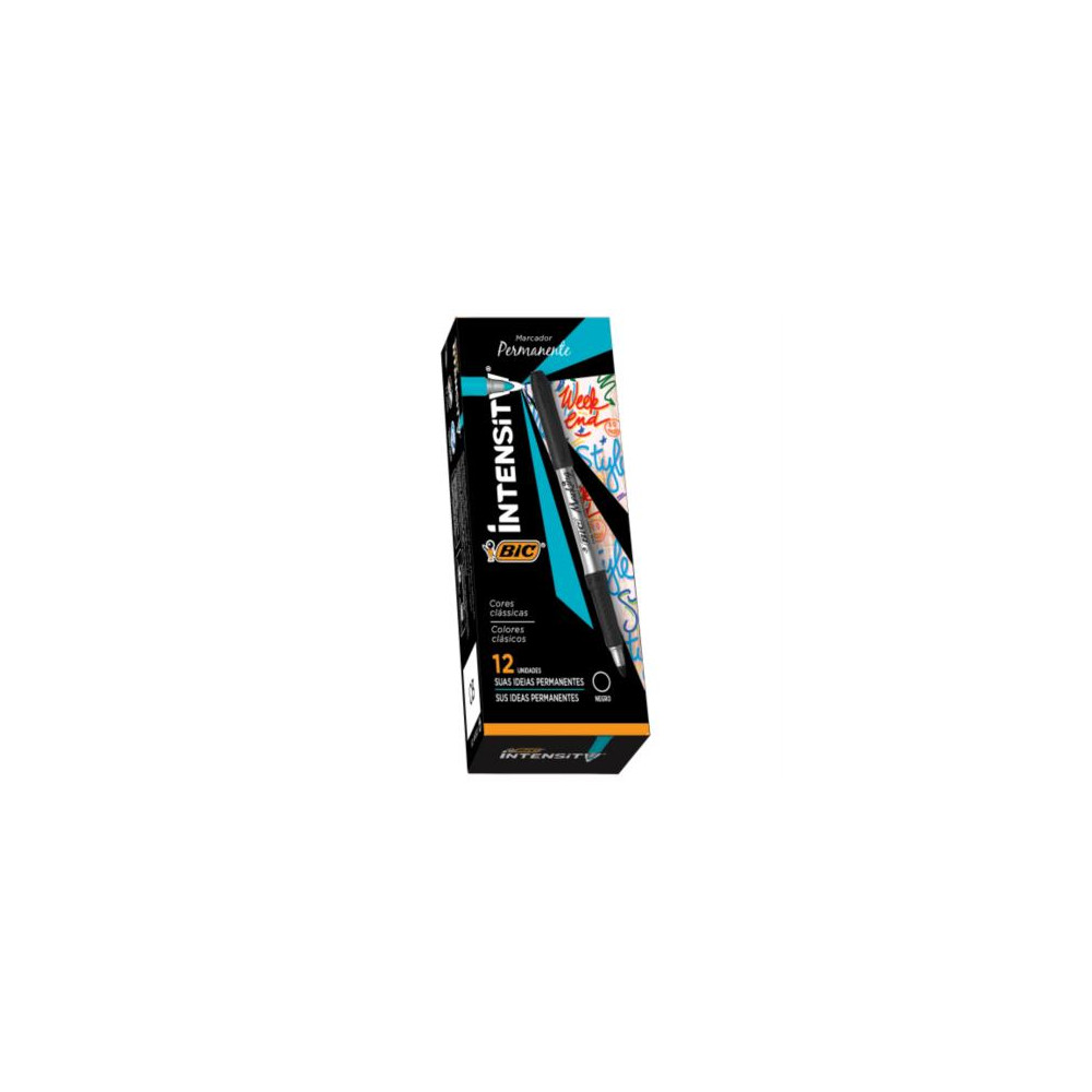 Marcador Permanente BIC Intensity Punta Fina 1.1mm Color Negro C/12 Pzas [ 966458 ]