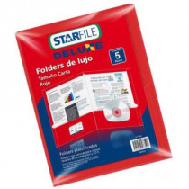 FOLDER STARFILE DELUXE ROJO CARTA 24X30 C/5PZA [ PY1062 ]