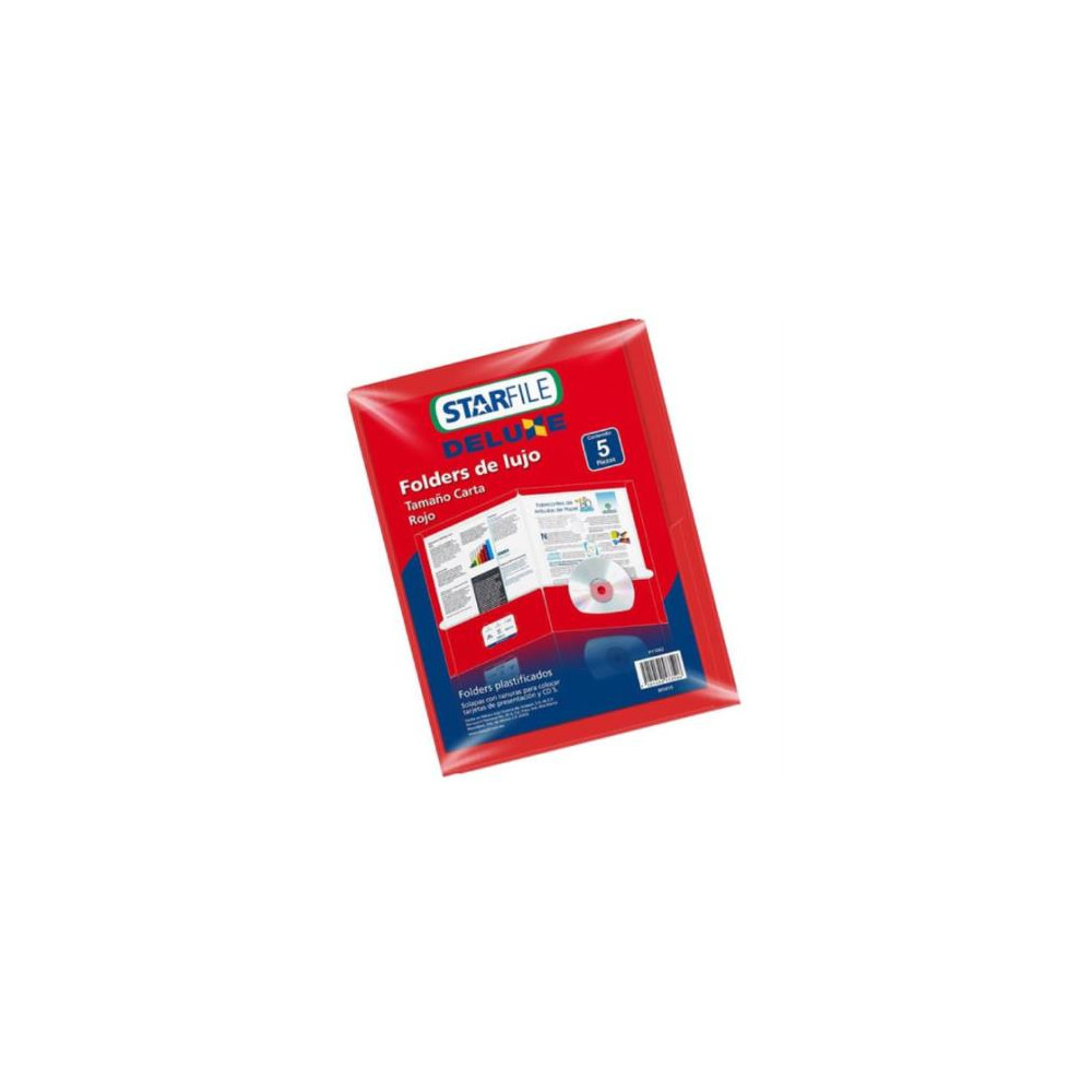 FOLDER STARFILE DELUXE ROJO CARTA 24X30 C/5PZA [ PY1062 ]