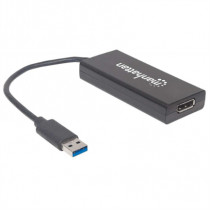 Adaptador Manhattan USB-A 3.0 Super Velocidad a DisplayPort 4K Color Negro [ 152327 ]