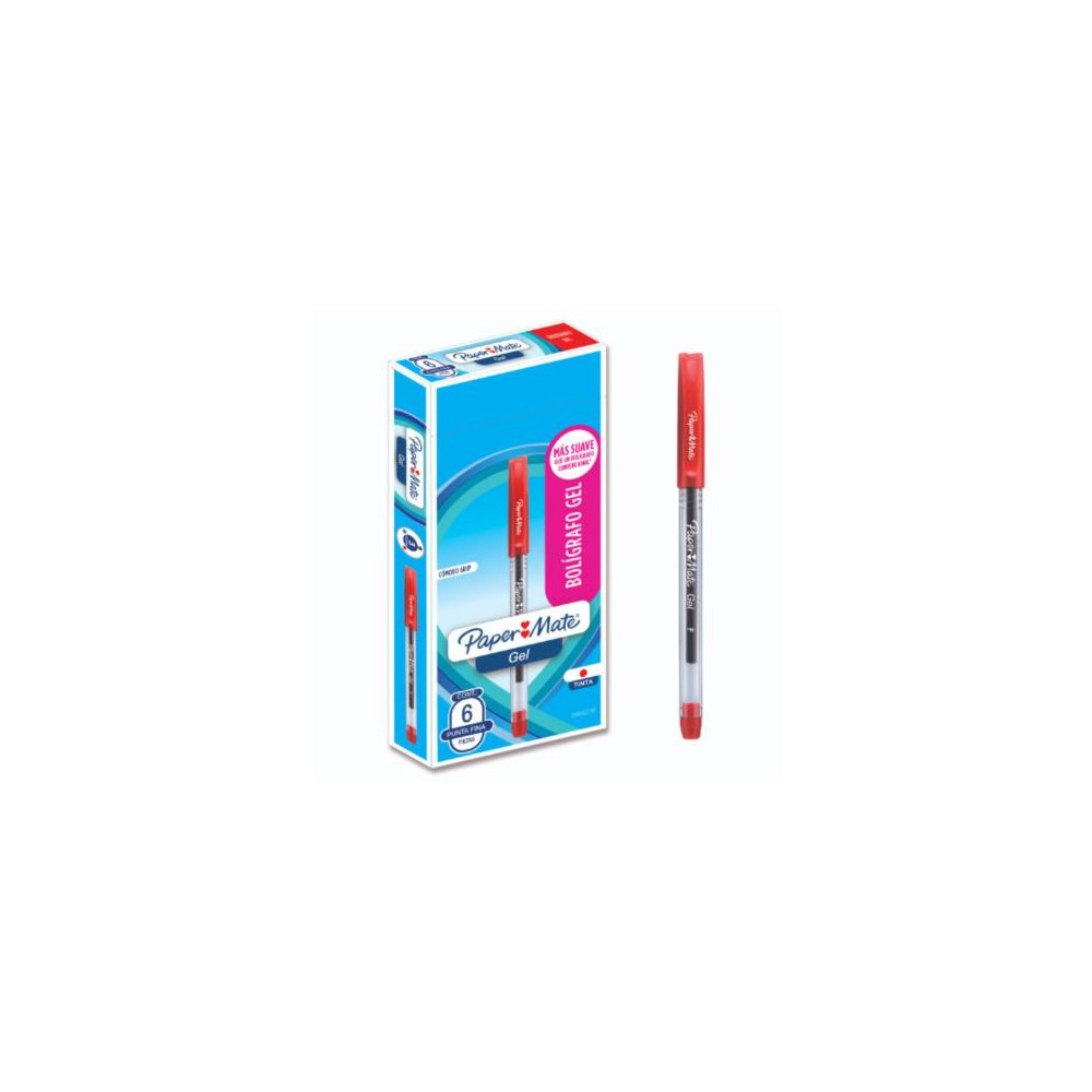 Bolgrafo Gel Papermate Eco Barril Redondo Punto Fino Color Rojo C/6 Pzas [ 2066239 ]