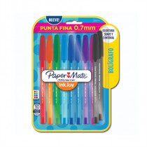 Bolgrafo Papermate InkJoy Kilometrico Punta Fina 0.7mm Colores Surtidos Blister C/10 Pzas [ 2107771 ]