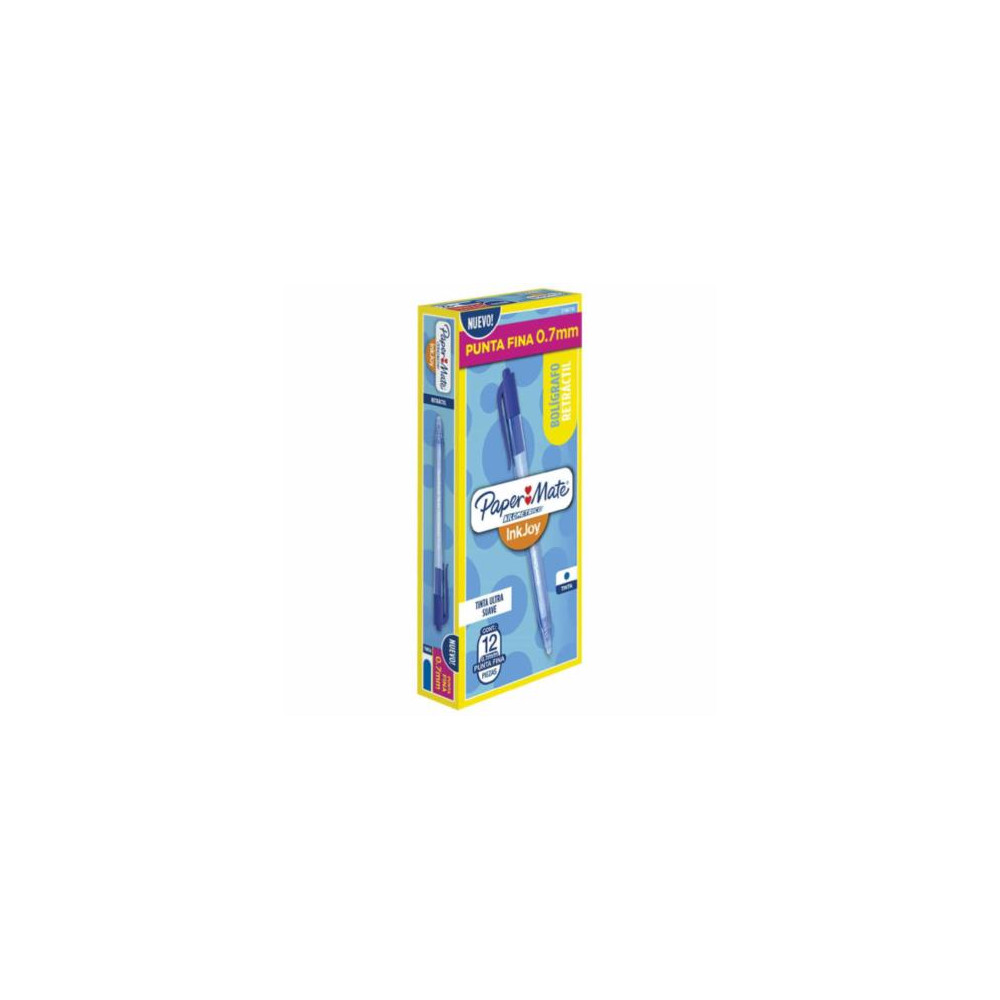 Bolgrafo Papermate Kilomtrico Retrctil Punto Fino 0.7mm Color Azul Caja C/12 Pzas [ 2166736 ]