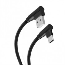 Cable Steren USB a USB-C Conectores a 90 grados 1.2m Color Negro [ USB-3965 ]