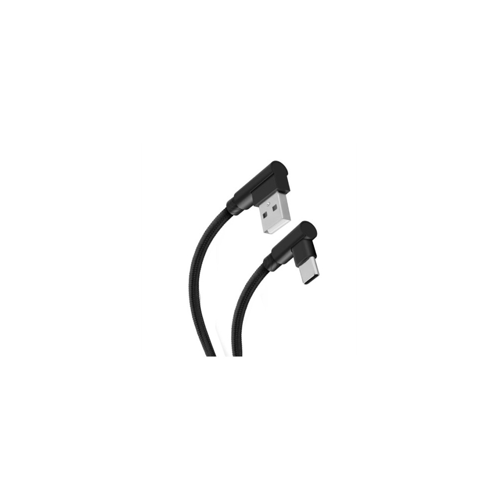 Cable Steren USB a USB-C Conectores a 90 grados 1.2m Color Negro [ USB-3965 ]