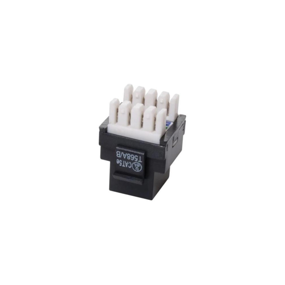 Jack Steren RJ45 de 8 Contactos a 180 grados CAT5e Tipo Keystone Color Negro [ 7501483191986 ]