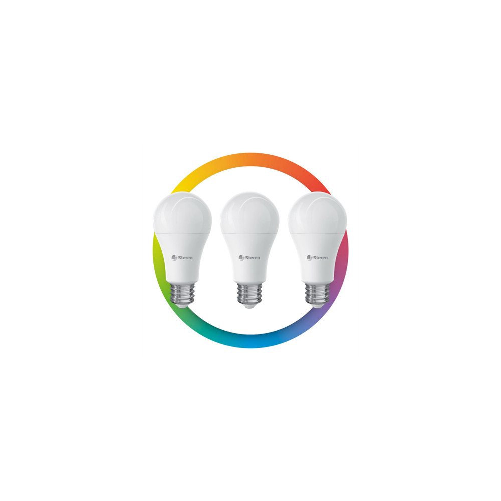 Foco LED Steren Wi-Fi Multicolor RGB 10W Paquete 3 Pzas [ SHOME-1203 ]