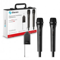 Sistema de 2 Micrfonos Steren Inalmbricos con Receptor VHF Color Negro [ MIC-288 ]