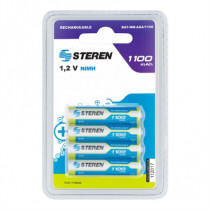 Pilas Steren Recargables Alta Capacidad Tipo AAA NiMH 1100 mAh C/4 Pzas [ BAT-NM-AAA1100 ]