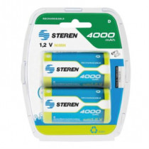 Pilas Recargables Steren "D" NiMH 4000 mAh Paquete C/2 [ BAT-NM-D2 ]