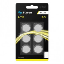 Pila de Litio Steren Tipo Botn CR2032 Capcidad 210 mAh 6 Piezas [ BAT-CR20326 ]