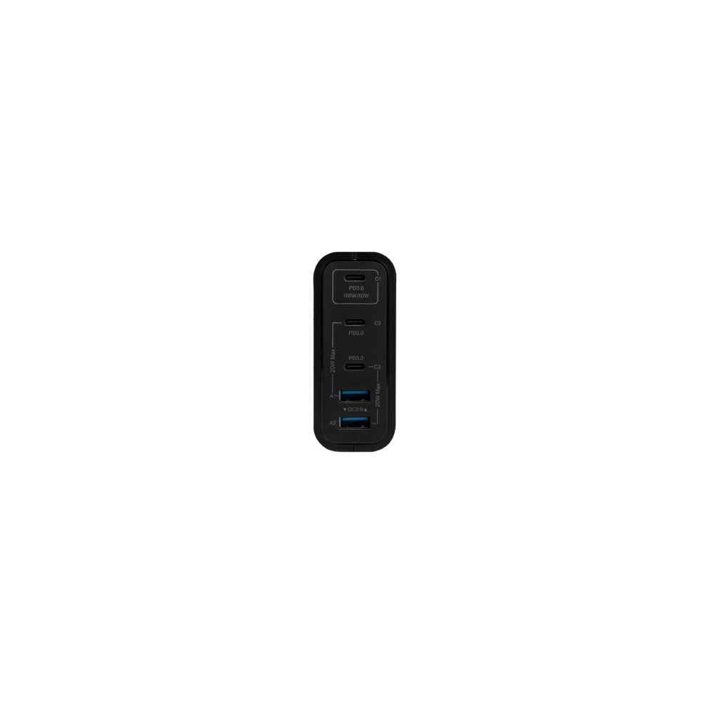 CARGADOR DE PARED VORAGO AU-600 TIPO C 100W PD 5 PUERTOS QUICK CHARGE 3.0 NEGRO [ AU-600 ]