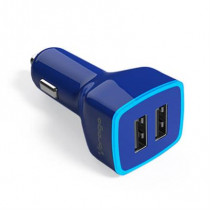 CARGADOR VORAGO AUTO AU-103 2 PUERTOS USB AZUL BLIS [ AU-103-BL ]