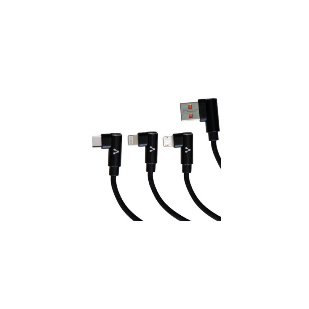 Cable Vorago CAB-308 3 en 1 Micro USB/8 Pines/USB-C 2.4A Color Negro [ CAB-308 ]