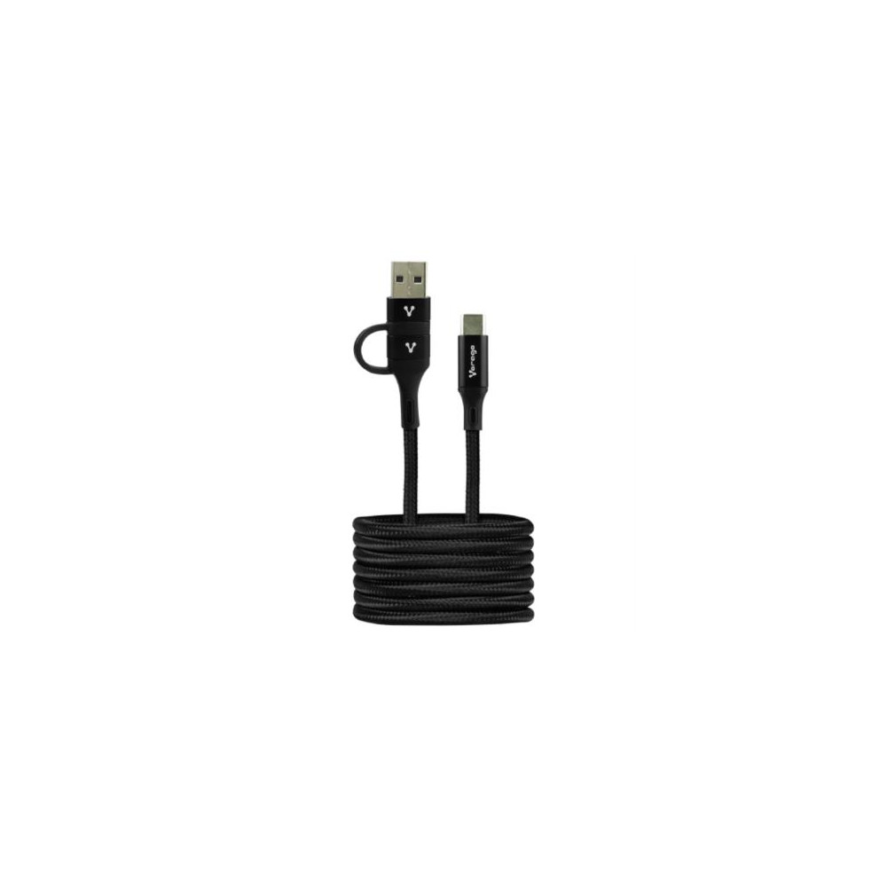 Cable Vorago CAB-126 Tipo C a Tipo C con Adaptador a USB-A 60W Carga Rpida 1m Color Negro [ CAB-126 ]