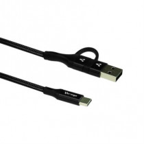 Cable Vorago CAB-126 Tipo C a Tipo C con Adaptador a USB-A 60W Carga Rpida 1m Color Negro [ CAB-126 ]