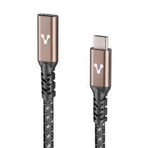 CABLE EXTENSION VORAGO CAB-127 TIPO C HEMBRA-TIPO C MACHO 1 METRO 100W NEGRO [ CAB-127 ]