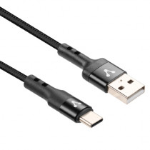 CABLE VORAGO CAB-128 USB-TIPO C 3 METROS CARGA RAPIDA NEGRO [ CAB-128 ]