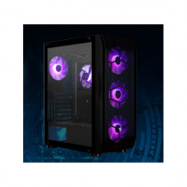 GABINETE GAME FACTOR CSG400 MID TOWER 2 USB 3.2 1x USB C ATX-E 5 VEN ARGB CRISTAL TEMP NEGRO [ CSG400 ]