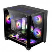 Gabinete Game Factor CSG570 mATX Fishtank Doble Cristal Templado USB 2.0/3.0 120mm Color Negro [ CSG570 ]