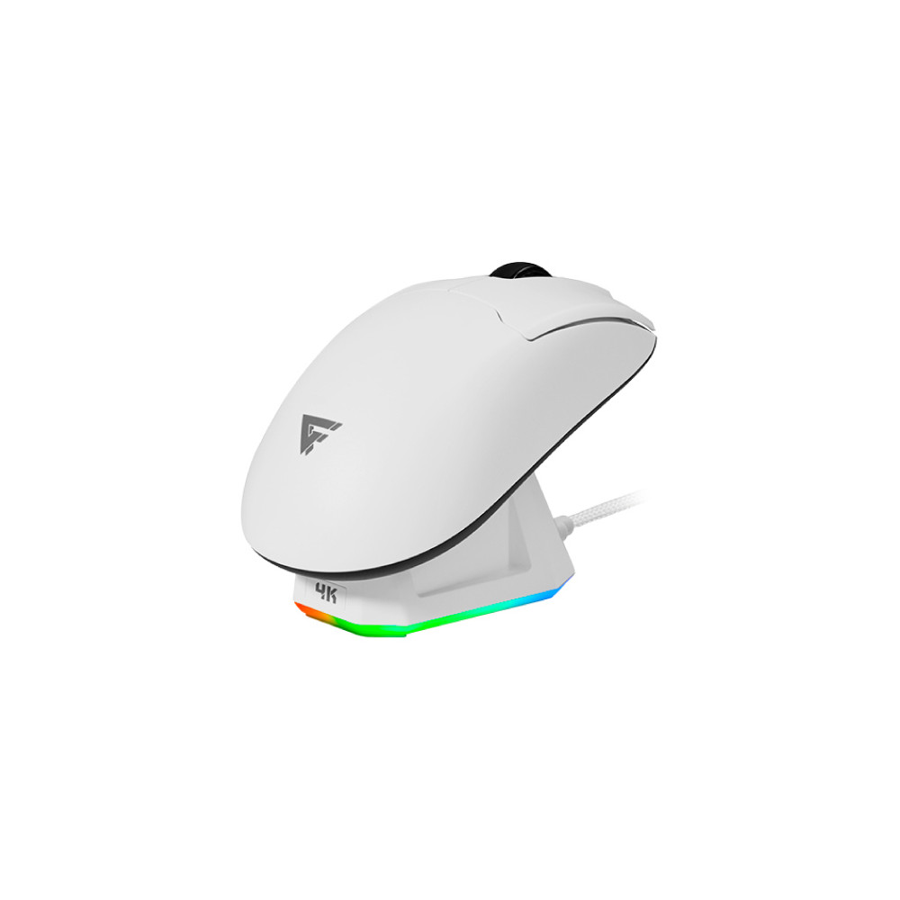 MOUSE GAME FACTOR MOW800 INALAMBRICO WIRELESS 2.4G BT PIXART 3395 26.000 DPI 4K HZ BASE RGB ULTRALIG [ MOW800-WH ]