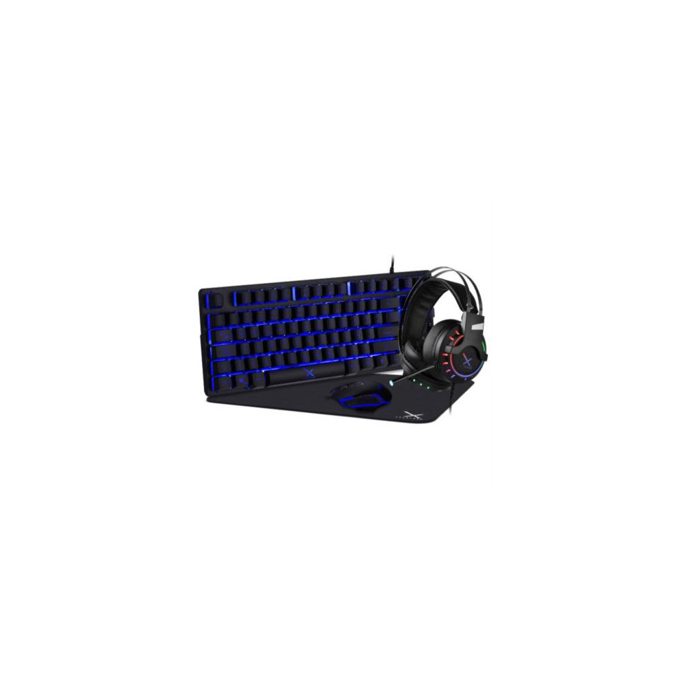 Kit Gamer Stylos Xzeal Starter Teclado/Mouse/Audfonos/Mouse Pad Color Negro [ XSAKGA1B ]