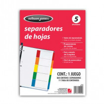 SEPARADOR ACCO TAB 5 DIV CEJA COLOR SIN NUMERACION [ P2455 ]