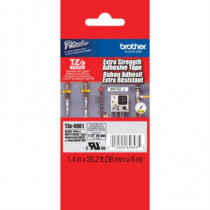 Cinta Brother TZES951 Laminada Extra Resistente Texto Negro Sobre Fondo Plateado Mate 36mmx8m [ TZES961 ]