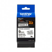 Cinta Brother TZeS221 Laminada Sper Adhesiva Texto Negro Fondo Blanco 9mmx8m [ TZES221 ]