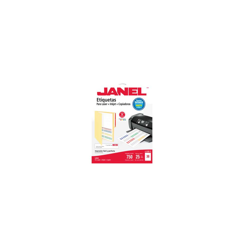 ETIQUETA JANEL LASER 5266 17X87 C/750 (5 COLORES) [ 1085266200 ]