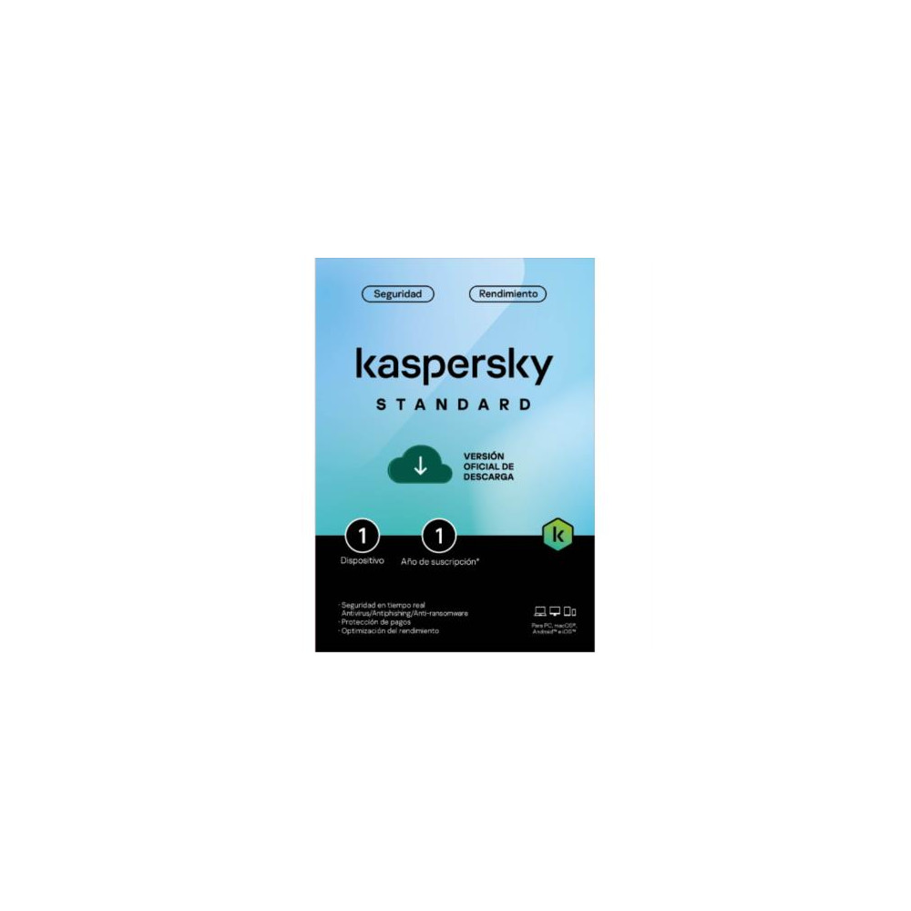 Licencia Antivirus ESD Kaspersky Standard 1 Ao 1 Dispositivo [ KL1041ZDAFS ]