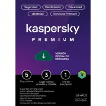 Licencia Antivirus ESD Kaspersky Premium 1 Ao 5 Dispositivos 3 Cuentas KPM [ KL1047ZDEFS ]