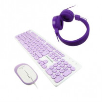 Kit Almbrico Perfect Choice Farben 3 en 1 para Nios Teclado/Audfonos/Mouse Color Morado [ PC-201724 ]