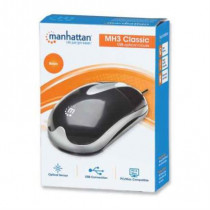 Mouse Manhattan ptico Clsico MH3 USB 1000dpi Color Negro-Plata [ 177016 ]