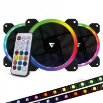 Kit Ventiladores Game Factor FKG400 3 Fans 12mm RGB 2 Tiras Led Control Remoto [ FKG400 ]