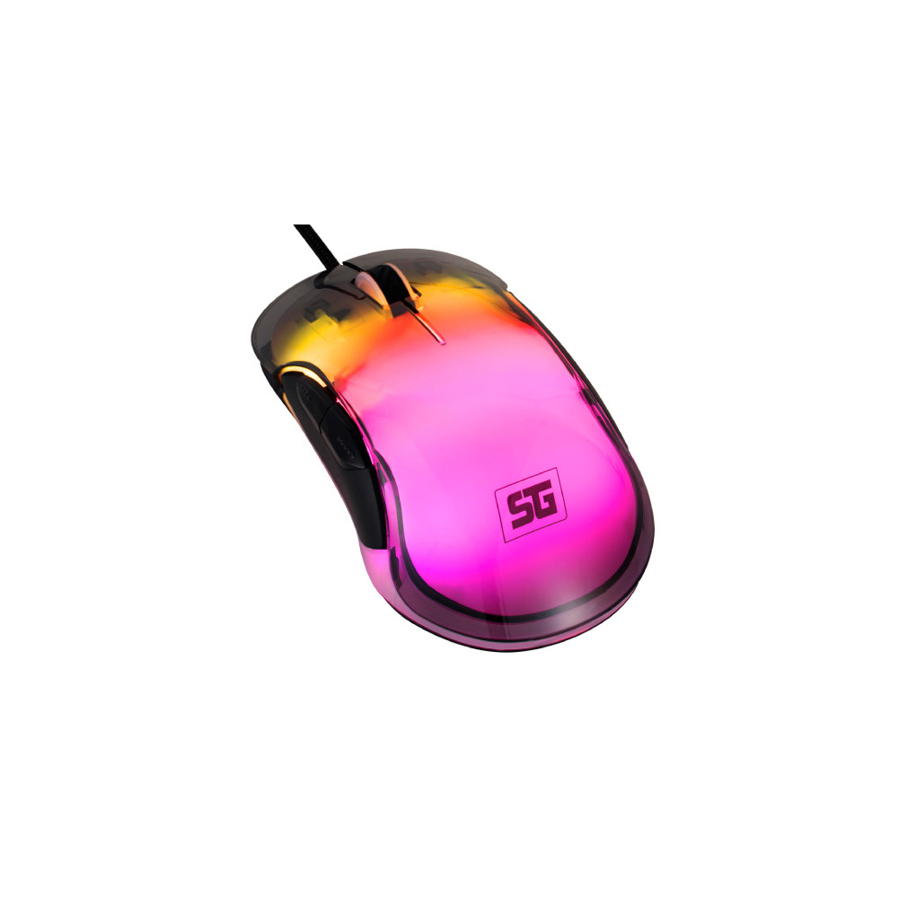 MOUSE VORAGO START THE GAME MO-505 ALAMBRICO RGB NEON HASTA 7.200 DPIS USB TRASPARENTE [ MO-505 ]