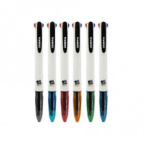 Bolgrafo Zebra 4 Color Retrctil Punto Mediano 1.0mm Colores Negro-Azul-Rojo-Verde C/12 Pzas [ 7941-06 ]