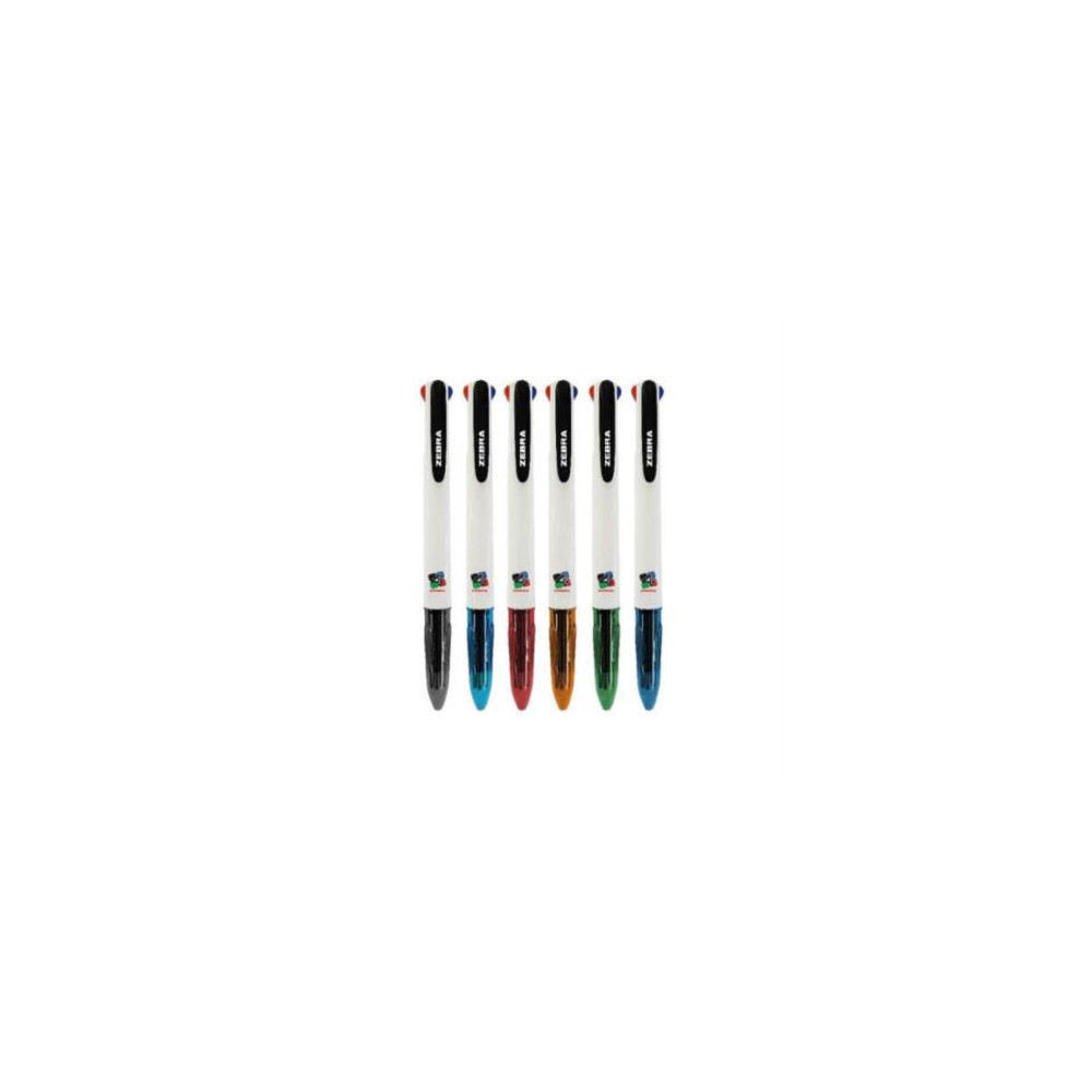 Bolgrafo Zebra 4 Color Retrctil Punto Mediano 1.0mm Colores Negro-Azul-Rojo-Verde C/12 Pzas [ 7941-06 ]