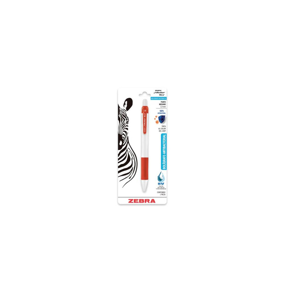 Bolgrafo Zebra Antimicrobial Retrctil J-Roller RLV Rojo [ 701RJOMDC012 ]