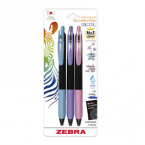 Boigrafo Zebra decoshine retractil Punto fino 0.5 tinta gel colores surtidos pastel caja c/3 [ 809PSTFNB003 ]