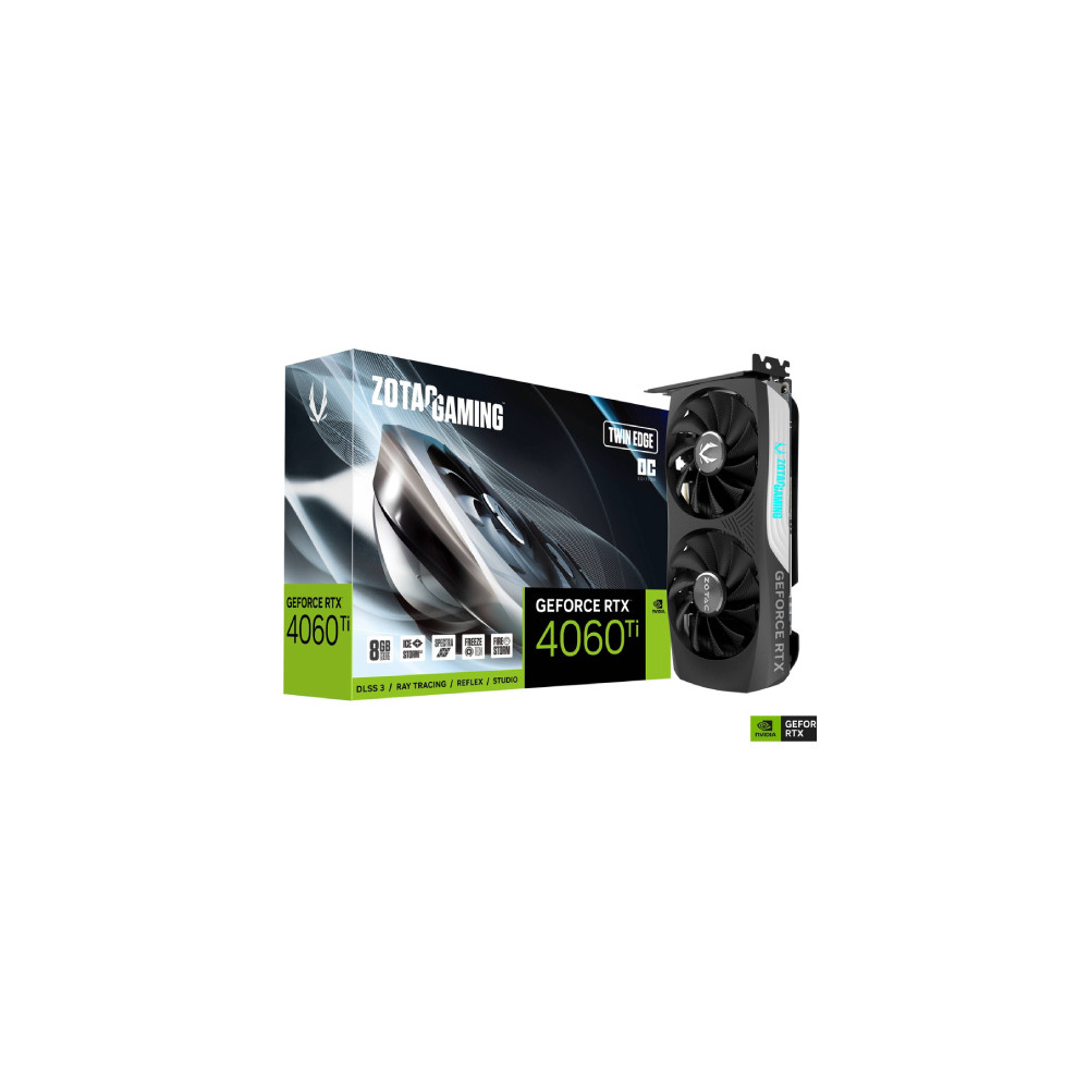 Tarjeta de Video Zotac Twin Edge GeForce RTX4060TI OC 8GB Dual Fan GDDR6 128-bit PCIe 4.0 PCIe 4.0 3 [ ZT-D40610H-10M ]